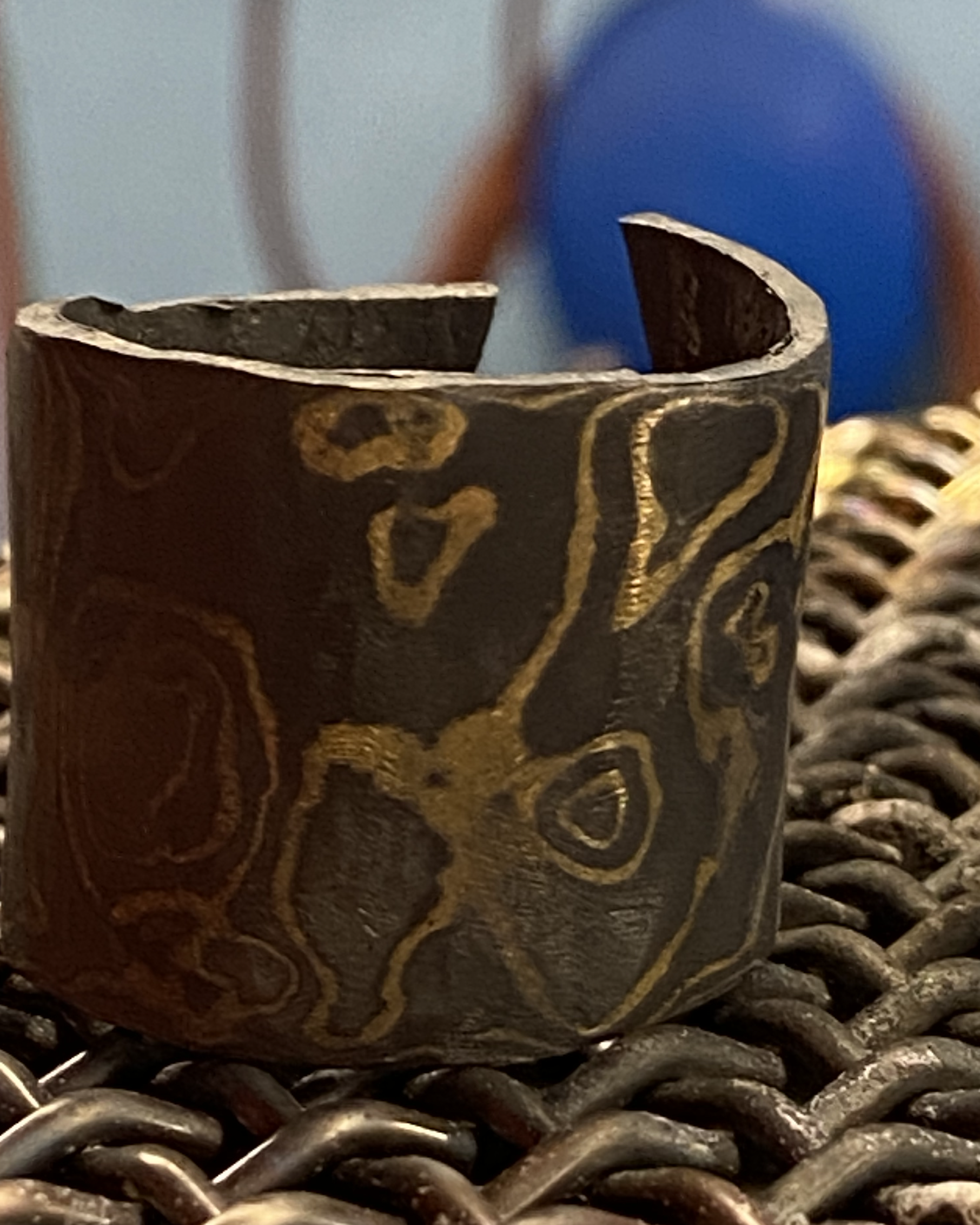 Mokume-gane rings close view